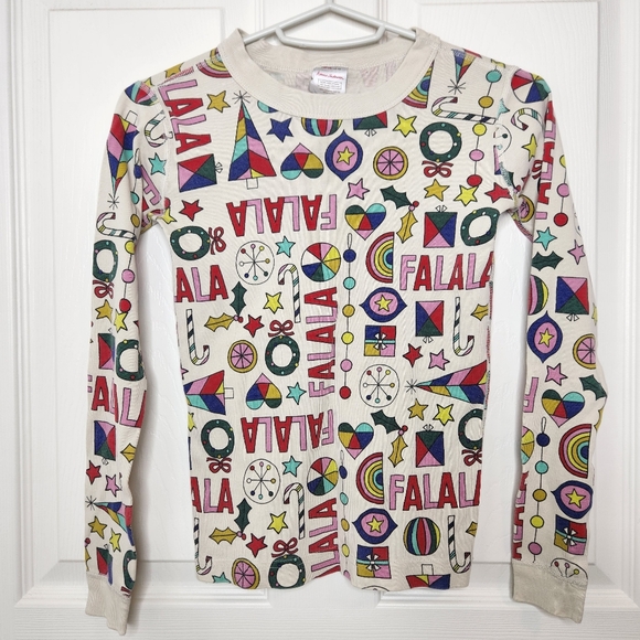 Hanna Anderson Long Sleeve Pajama Top Shirt FaLaLa Graphic Holiday Christmas - Picture 1 of 7